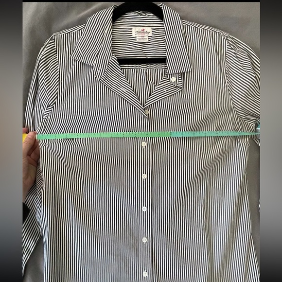 J.Crew Haberdashery Black and White Striped Button Up - size medium tall - Picture 6 of 11